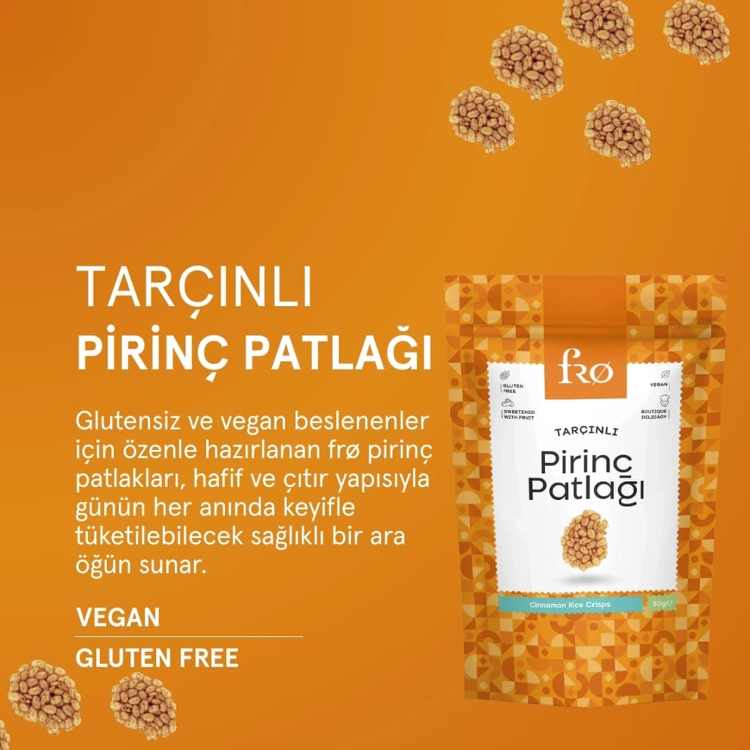 FRO 3'lü Tarçınlı Pirinç Patlağı Glutensiz Vegan Şekersiz Sağlıklı Atıştırmalık