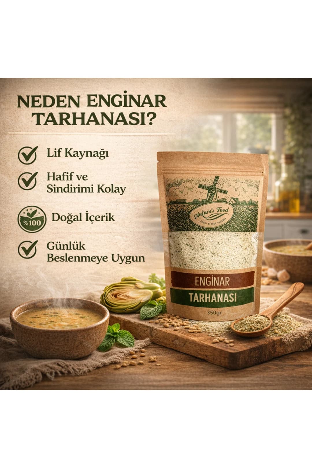 Enginar Tarhanası 350g | Katkısız Doğal İçerik | Hafif & Sindirim Dostu Geleneksel Çorba