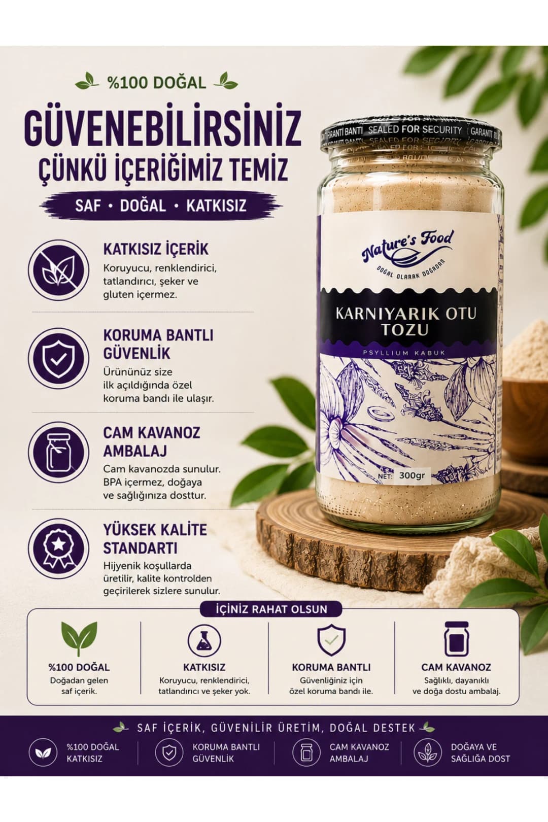 syllium Kabuk Tozu 200 g | %100 Saf Karnıyarık Otu Kabuğu | Yüksek Lif