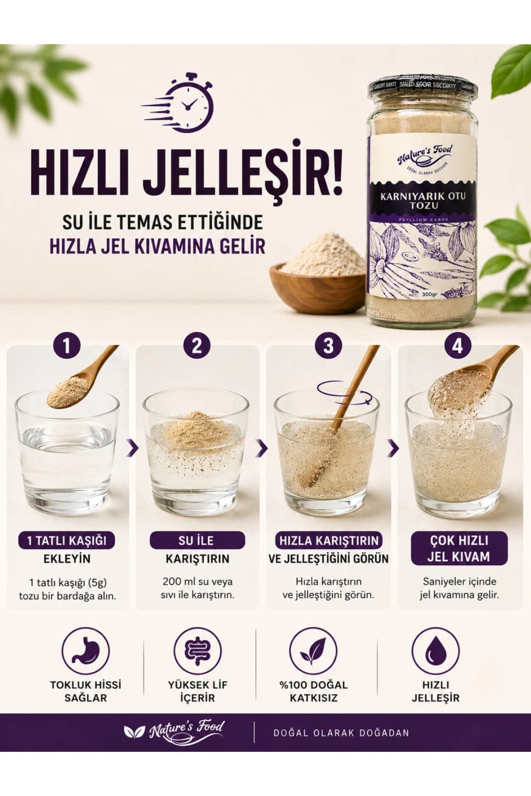 syllium Kabuk Tozu 200 g | %100 Saf Karnıyarık Otu Kabuğu | Yüksek Lif