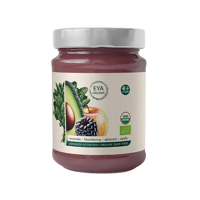 Eya Organik Avokado-Böğürtlen-Ispanak-Elma-Limon Püresi 100 Gr
