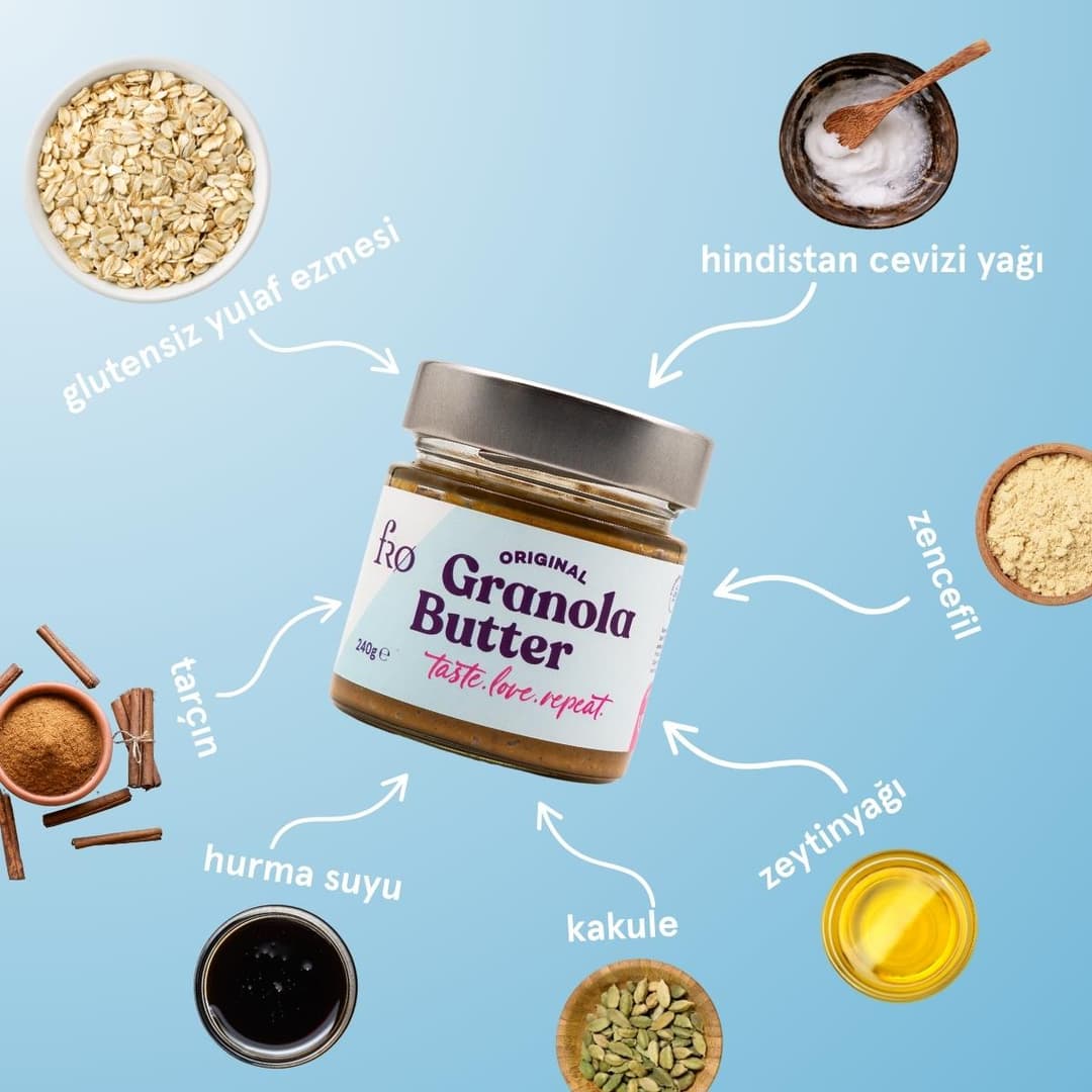 FRO 2li Granola Butter Original Glutensiz Şekersiz Vegan Sürülebilir Ezme Katkısız 2x240gr