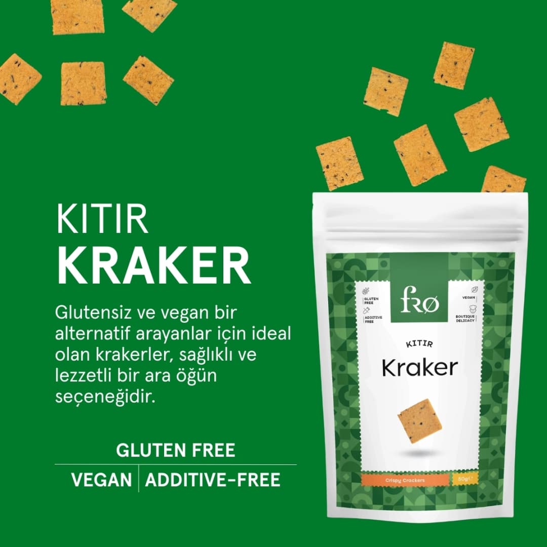 FRO 3'lü Kıtır Kraker Vegan Glutensiz Tuzlu Doyurucu Sağlıklı Katkısız Atıştırmalık 3x50gr