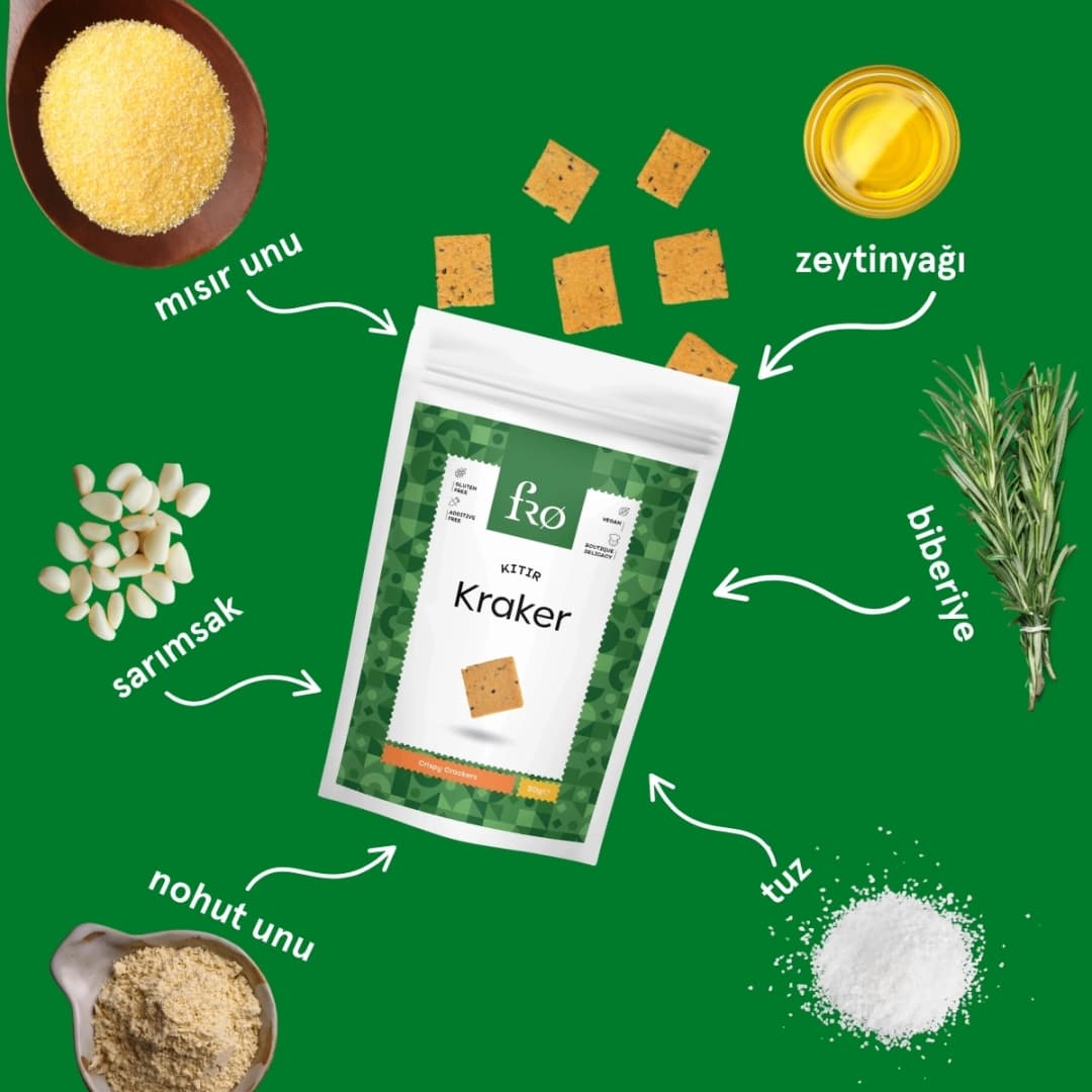 FRO 3'lü Kıtır Kraker Vegan Glutensiz Tuzlu Doyurucu Sağlıklı Katkısız Atıştırmalık 3x50gr