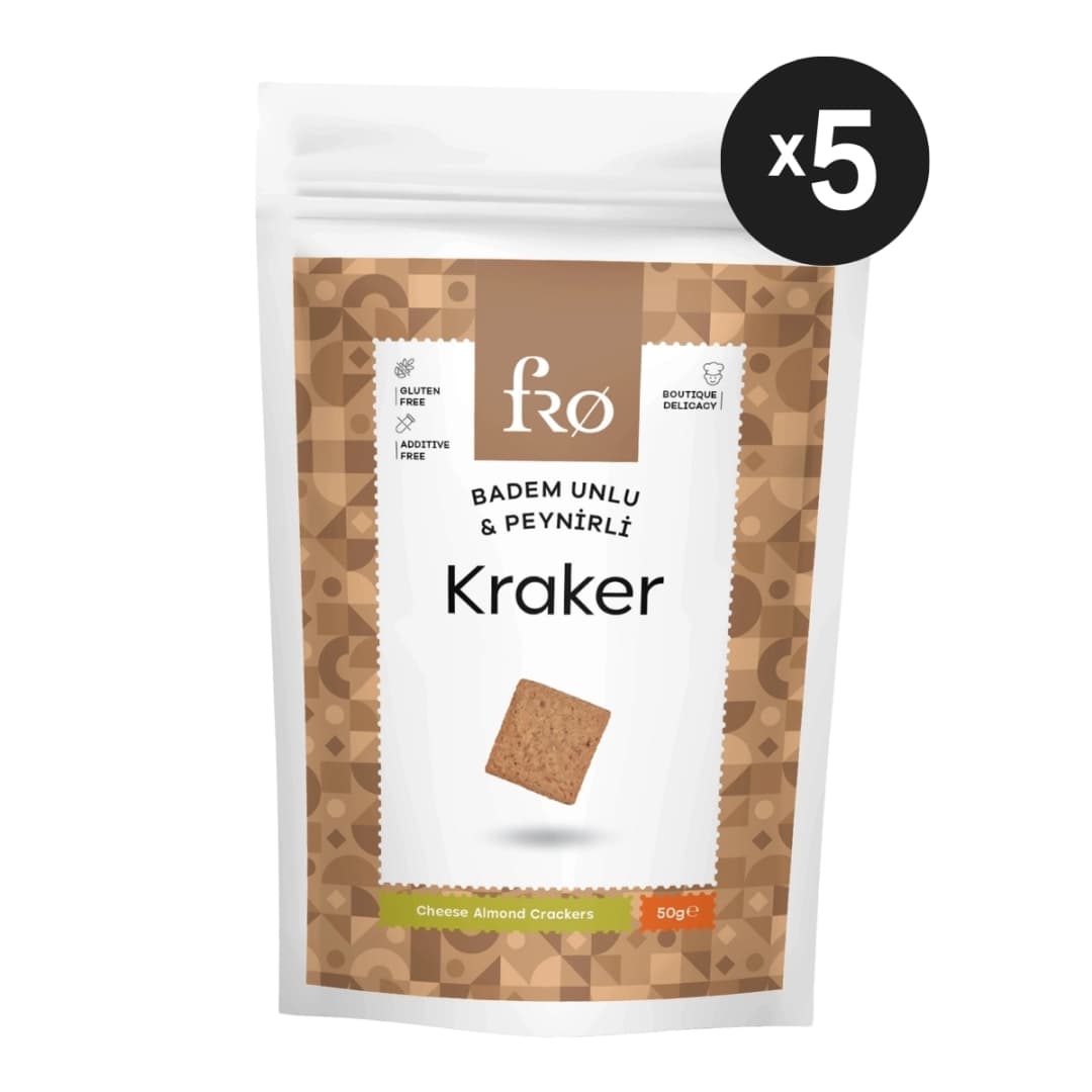 Fro 5'li Badem Unlu Peynirli Kraker Glutensiz Doyurucu Sağlıklı Katkısız Atıştırmalık
