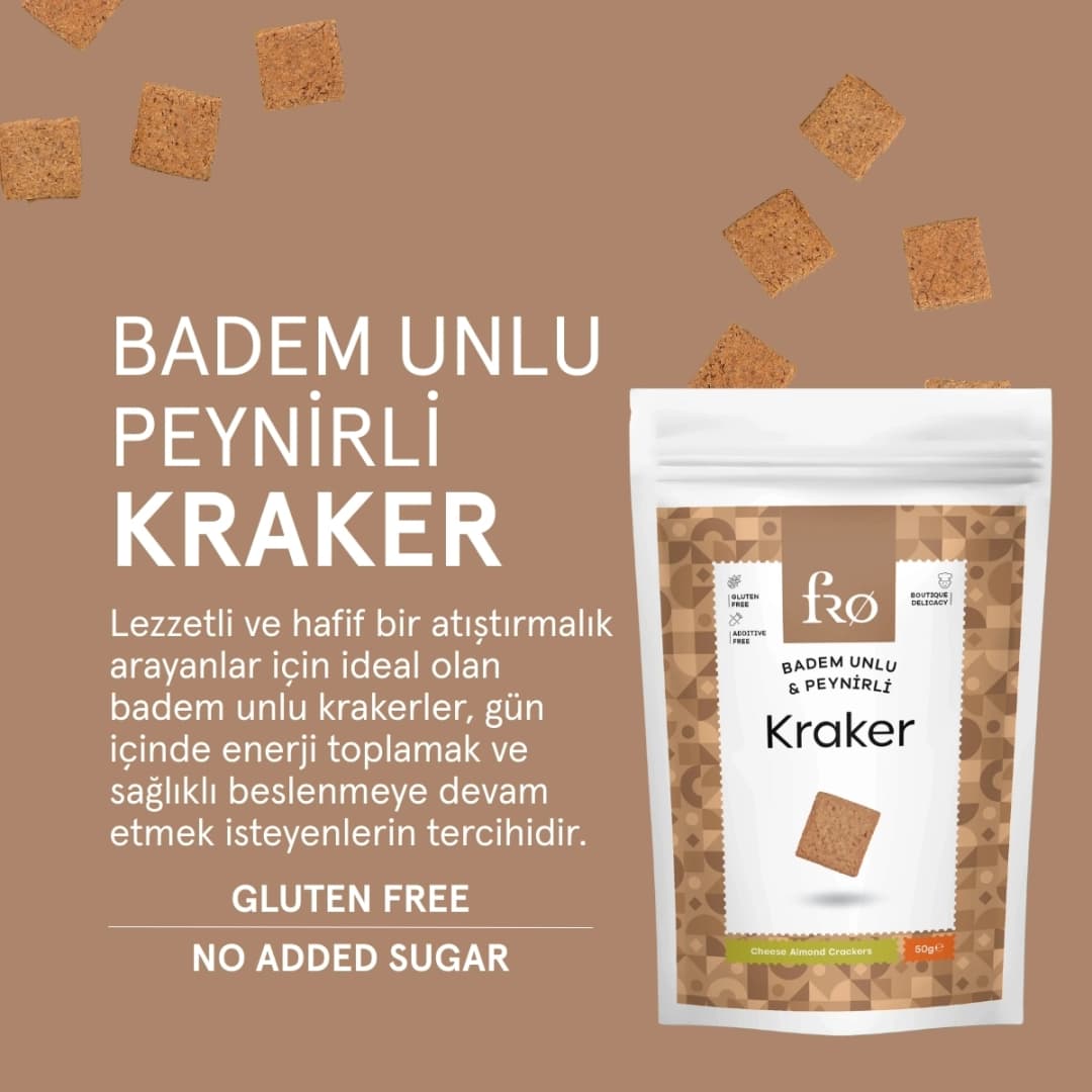 Fro 5'li Badem Unlu Peynirli Kraker Glutensiz Doyurucu Sağlıklı Katkısız Atıştırmalık