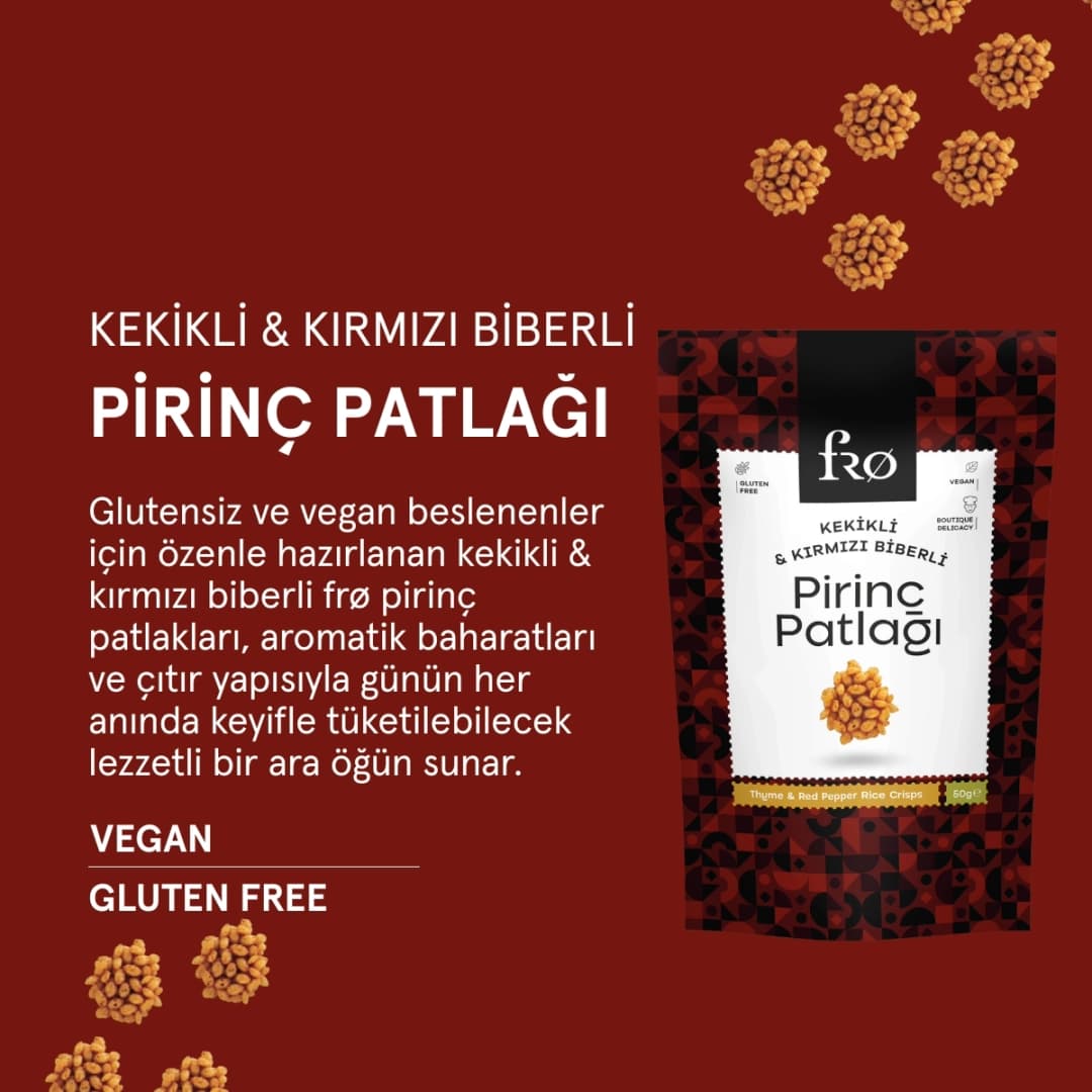 FRO Kekikli ve Kırmızı Biberli Pirinç Patlağı Glutensiz Vegan Şekersiz Sağlıklı Atıştırmalık