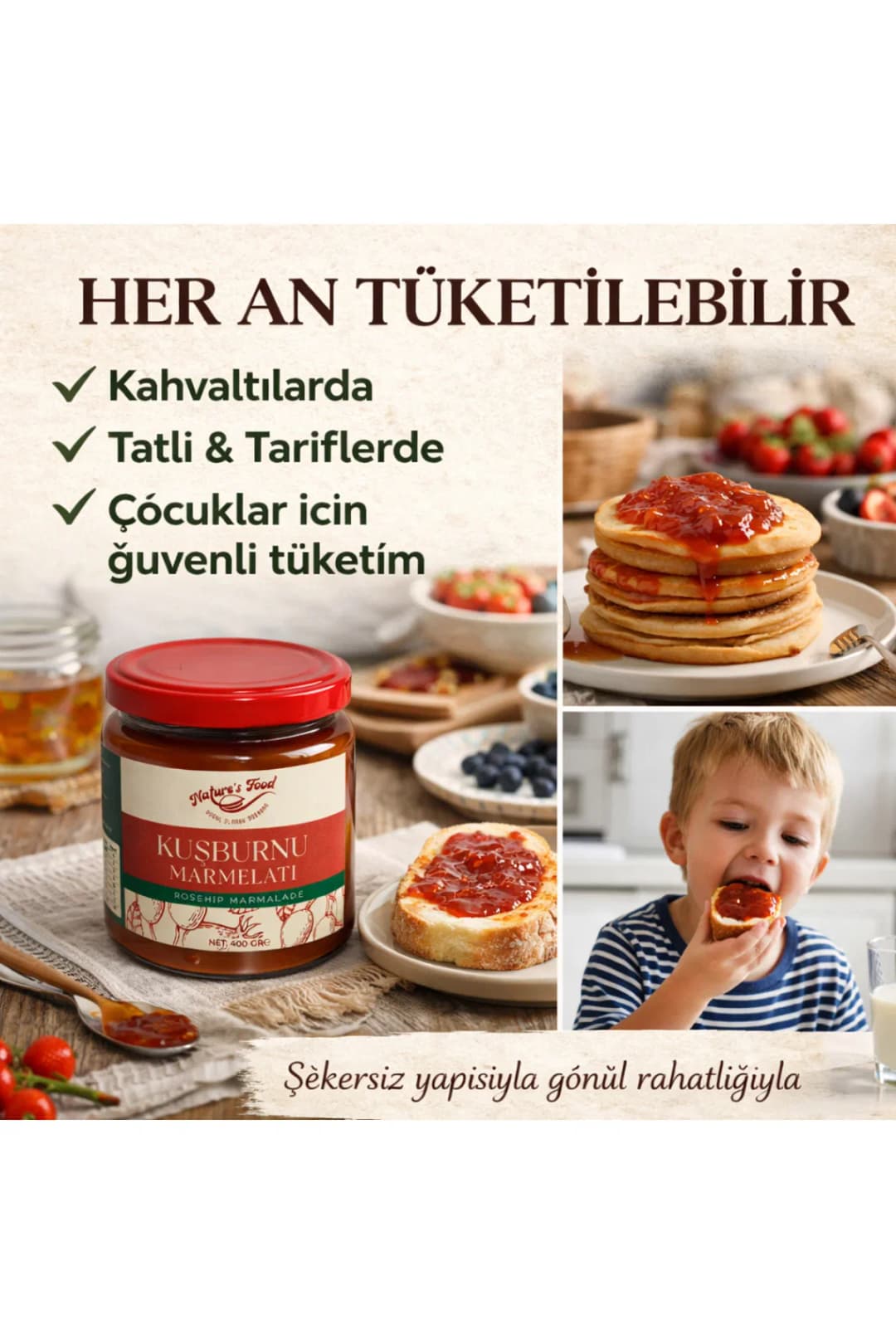 Şekersiz Kuşburnu Marmelatı 400g | %100 Doğal Katkısız | C Vitamini Deposu | Ev Yapımı Kıvam
